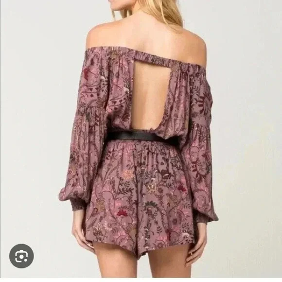 Free People Romper purple paisley boho - Picture 2 of 5